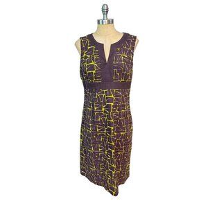 Boden Sleeveless Geometric Dress Brown Green US 10 L
